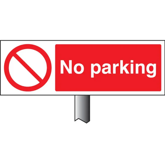 No Parking aluminium verge sign 450x150mm on post 800mm high