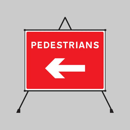 Pedestrians arrow left/right reflective fold up sign 600x450mm