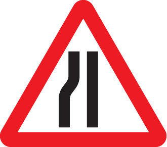 57639 Road narrows left reflective fold up 750mm triangle sign with space for text variant Miscellaneous