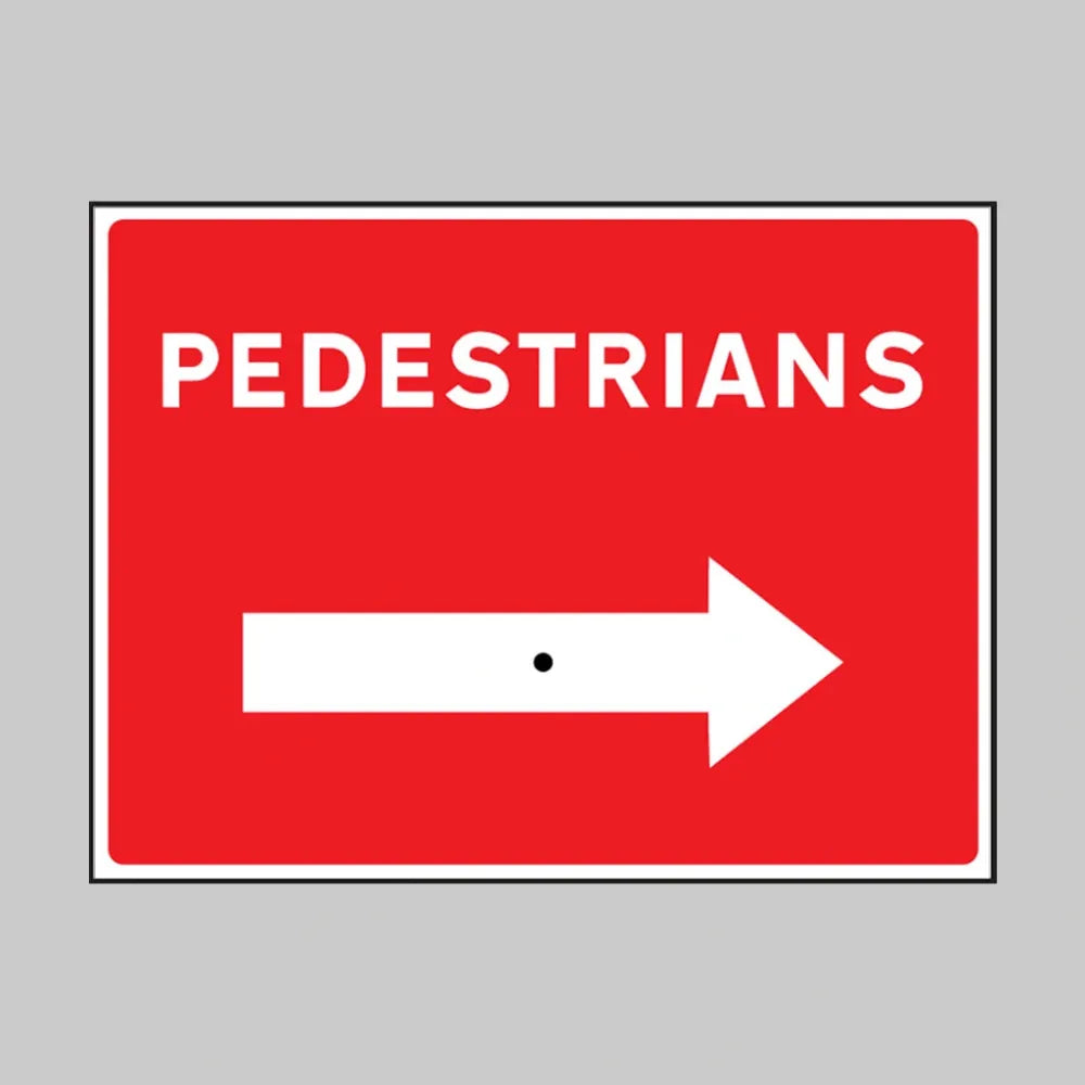57686 Pedestrians with reversible arrow 600x450mm rigid PVC sign with wing nut and arrow Miscellaneous