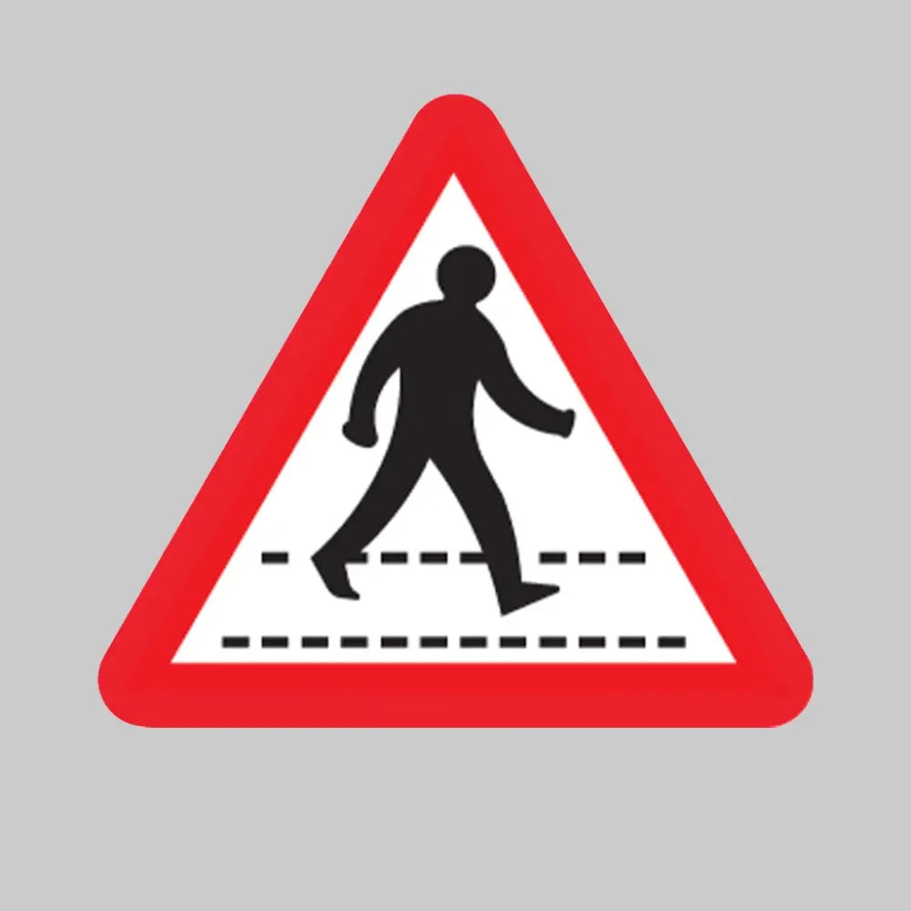 Pedestrians crossing ahead class R2 Permanent 600mm triangle (3mm aluminium composite) c/w channell