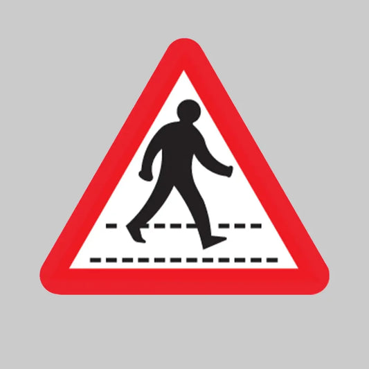 Pedestrians crossing ahead class R2 Permanent 600mm triangle (3mm aluminium composite) c/w channell