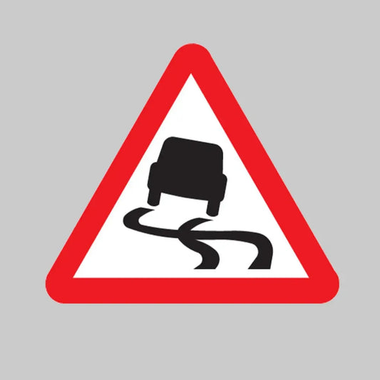 Slippery road 750mm triangle Class RA1 zintec