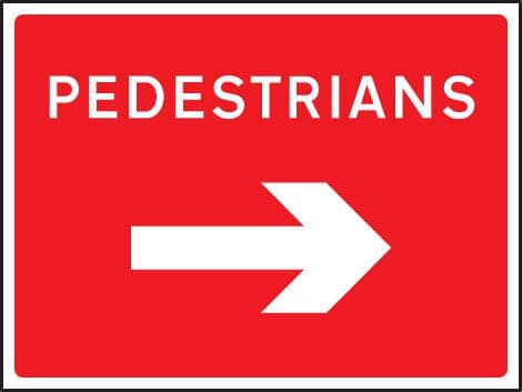 57950 Pedestrians arrow right 600x450mm Class RA1 zintec  (600x450mm) Safety Sign