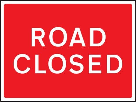 57956 Road closed 600x450mm Class RA1 zintec  (600x450mm) Safety Sign