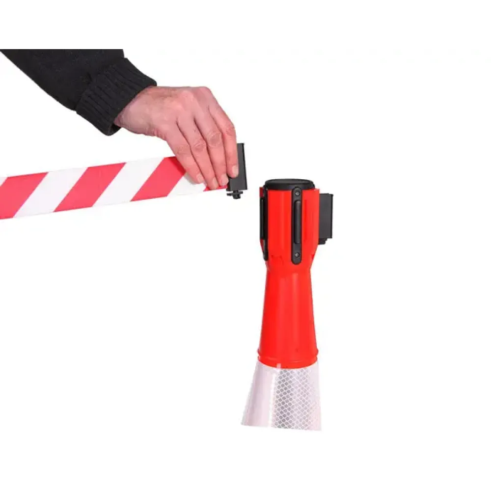 Cone barrier with 3.65m high visibility chevron webbing (cone not included)