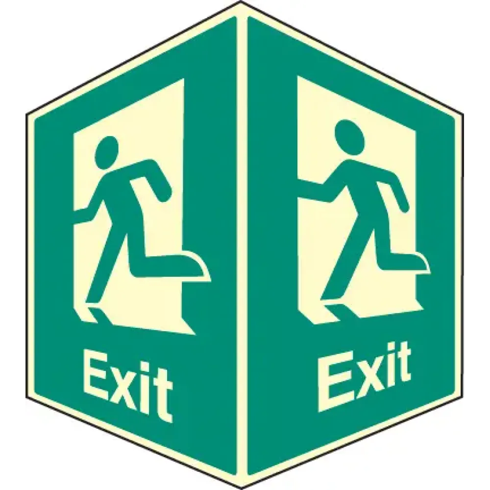 EasiFIX projecting photoluminescent sign 150x200mm face size - Exit