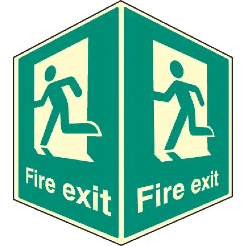 EasiFIX projecting photoluminescent sign 150x200mm face size - Fire Exit