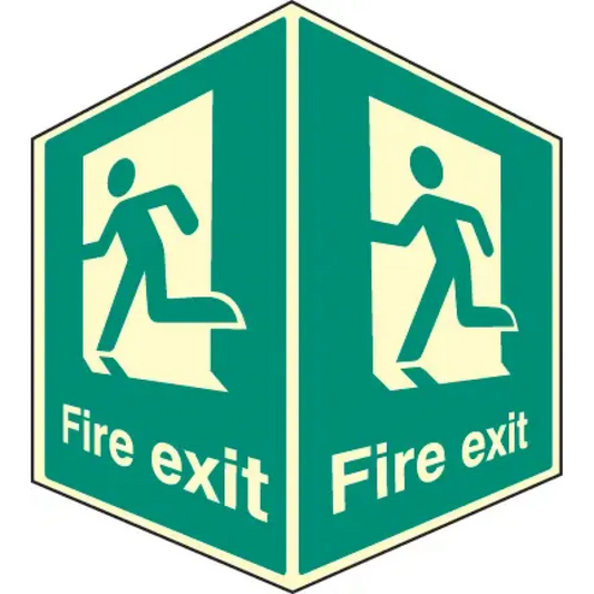 EasiFIX projecting photoluminescent sign 150x200mm face size - Fire Exit