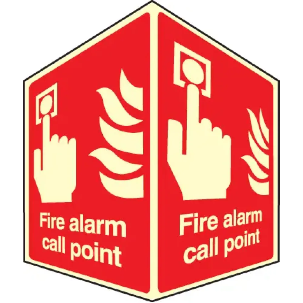 EasiFIX projecting photoluminescent sign 150x200mm face size - Fire alarm call point