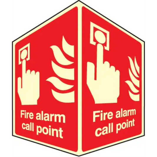 EasiFIX projecting photoluminescent sign 150x200mm face size - Fire alarm call point