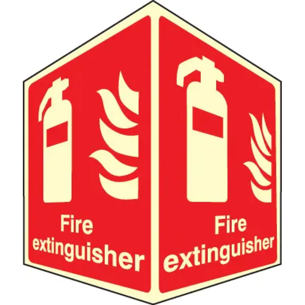 EasiFIX projecting photoluminescent sign 150x200mm face size - Fire extinguisher