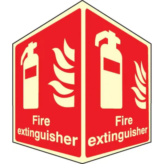 EasiFIX projecting photoluminescent sign 150x200mm face size - Fire extinguisher