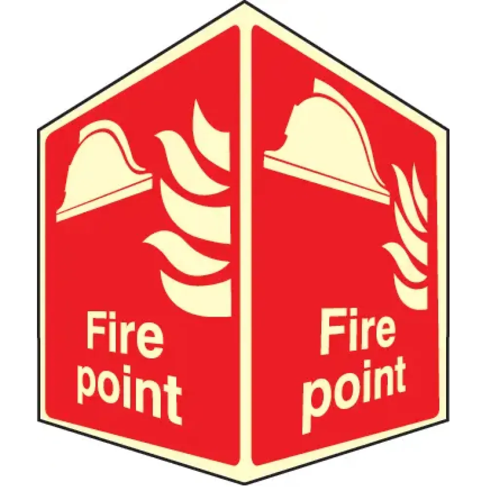 EasiFIX projecting photoluminescent sign 150x200mm face size - Fire point