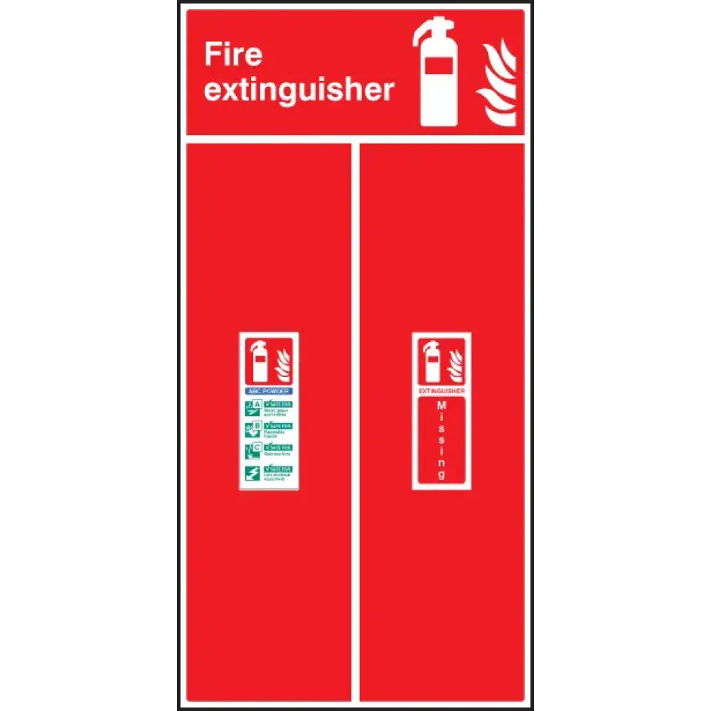 Single extinguisher location board 450x900mm - abc powder