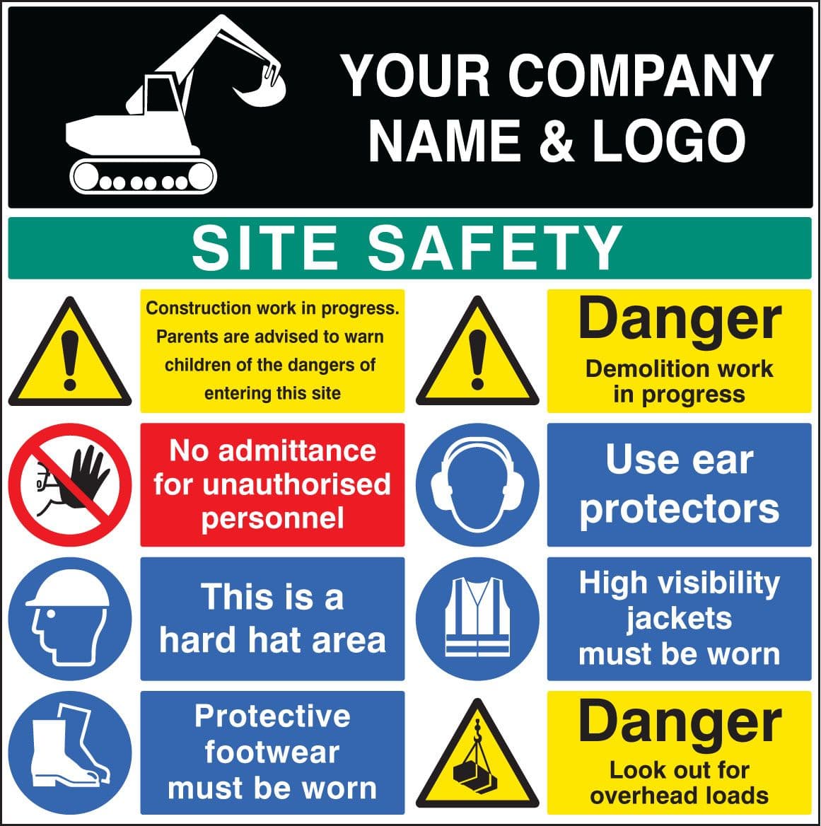 58027 Site safety board 1200x1200mm c/w logo  (1200x1200mm) Safety Sign