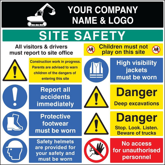 58028 Site safety board 1200x1200mm c/w logo  (1200x1200mm) Safety Sign