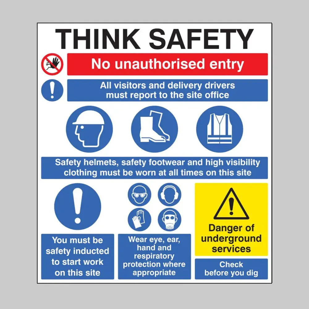 Site safety board 900x1000mm 5mm pvc