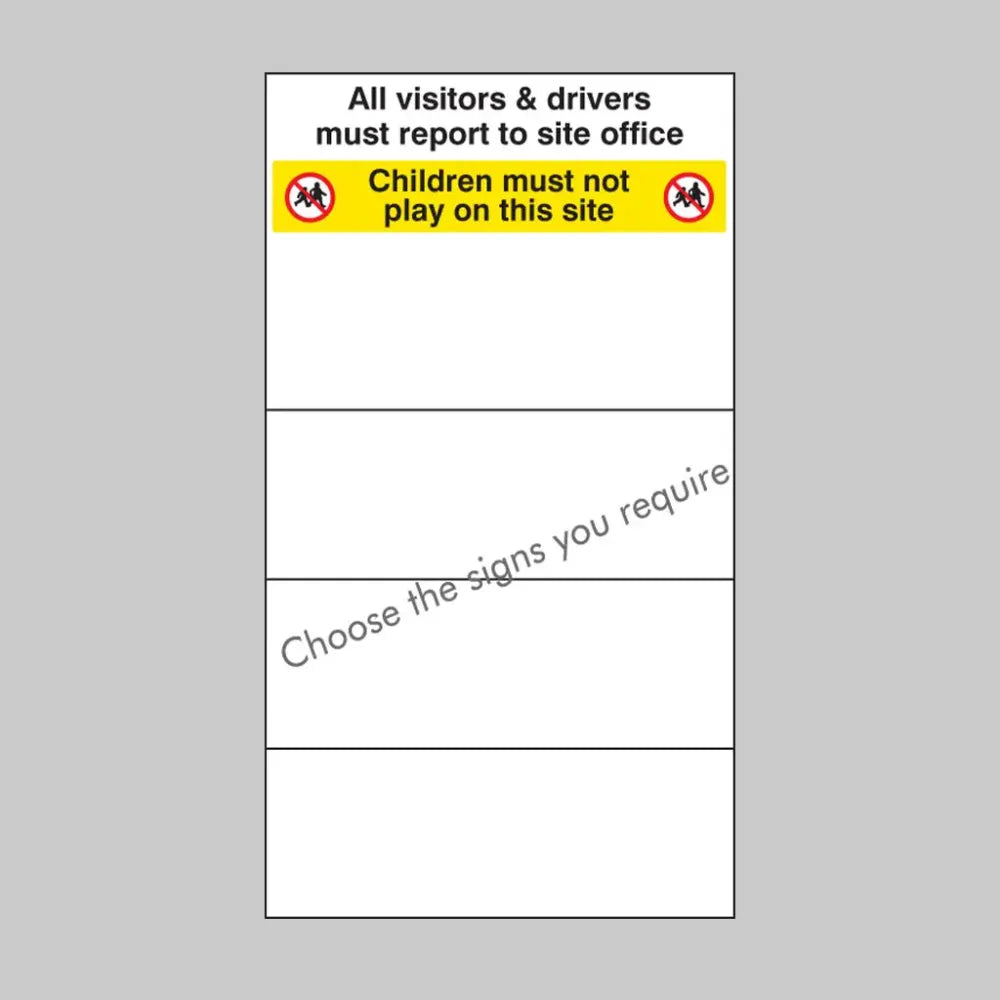Site safety board 600x1000mm 5mm pvc c/w select signs