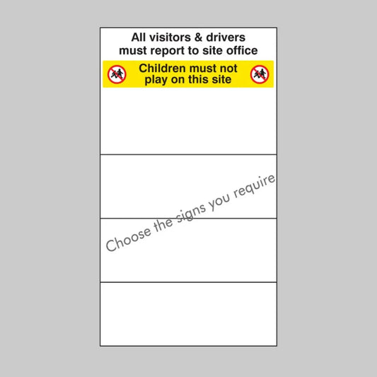 Site safety board 600x1000mm 5mm pvc c/w select signs