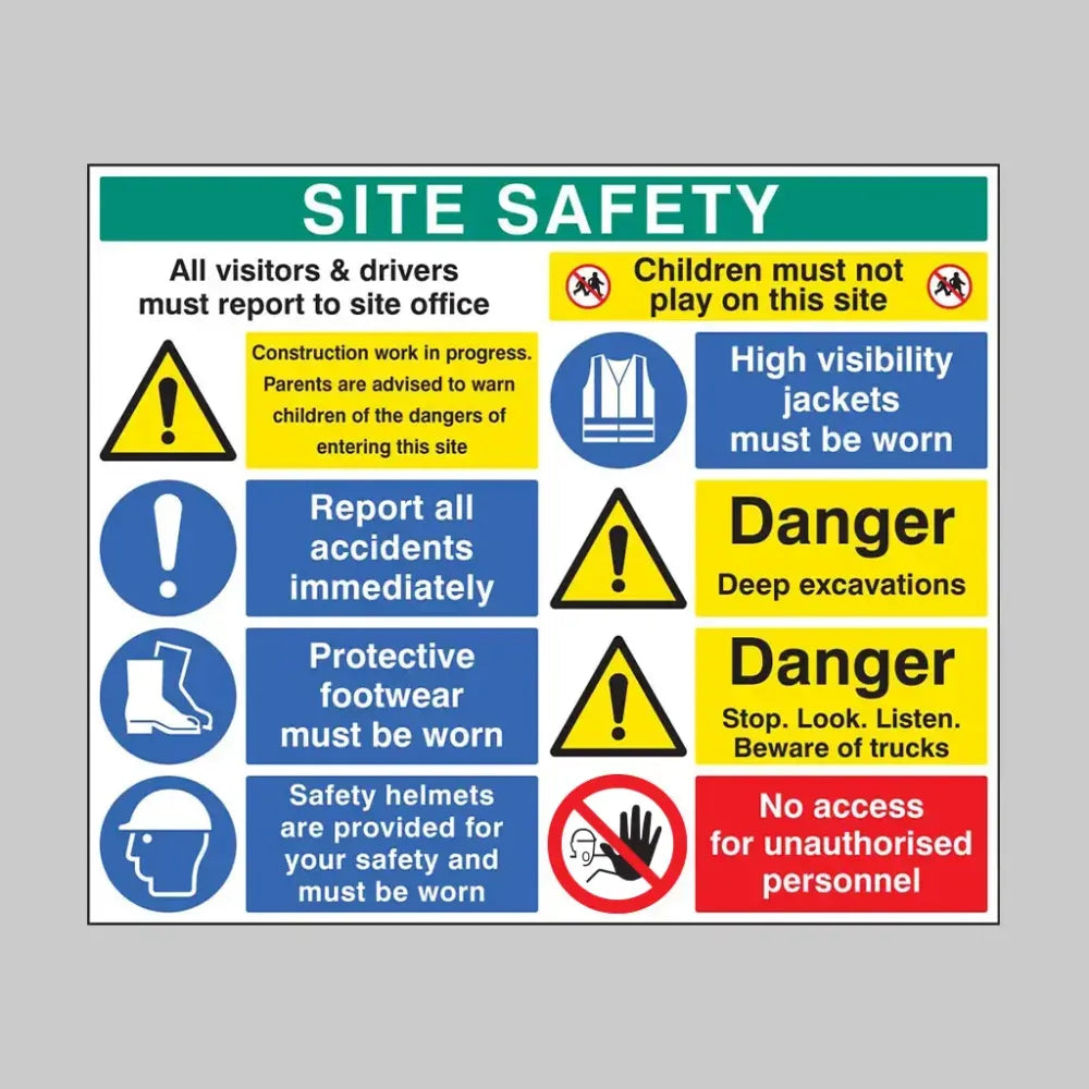 Site safety board 1200x1000mm 5mm pvc