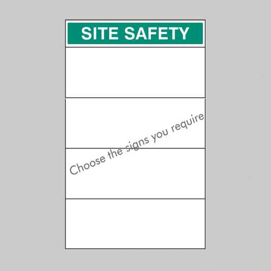 Site safety board 600x900mm 5mm pvc c/w select signs