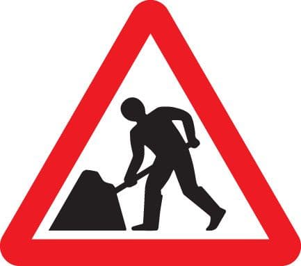 58075 Road works 600mm triangle Class 1 zintec  (600mm) Safety Sign
