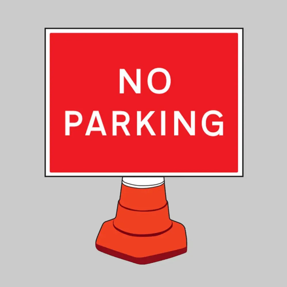 No parking reflective cone sign 600x450mm (cone not included)