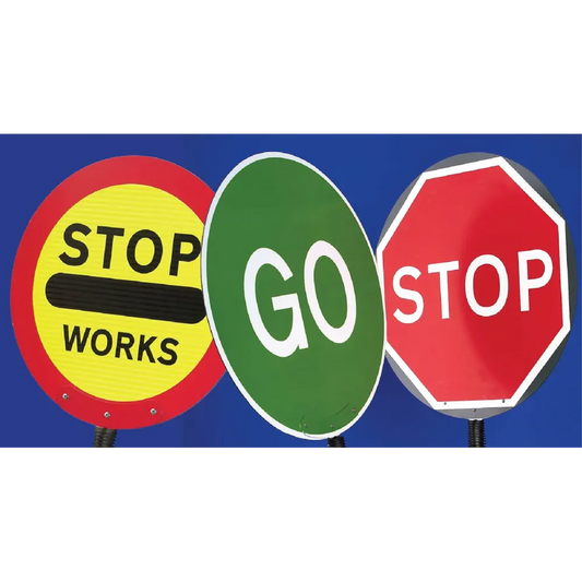 Stop/Go Lollipop sign 600mm diameter on 1500mm collapsible pole