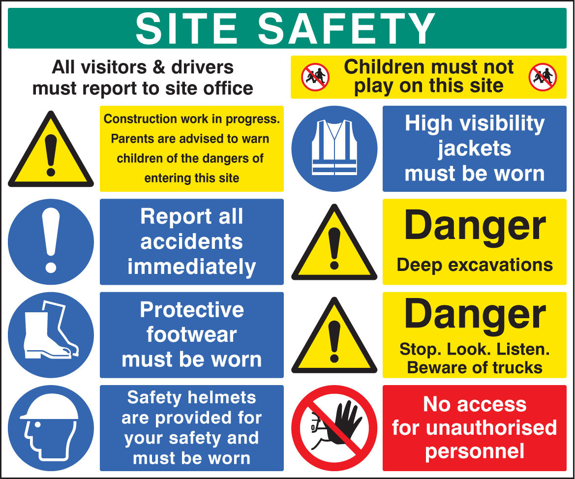 58097 Site safety board 1200x1000mm 3mm plastic Miscellaneous