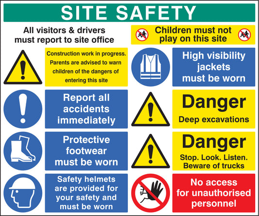 58097 Site safety board 1200x1000mm 3mm plastic Miscellaneous