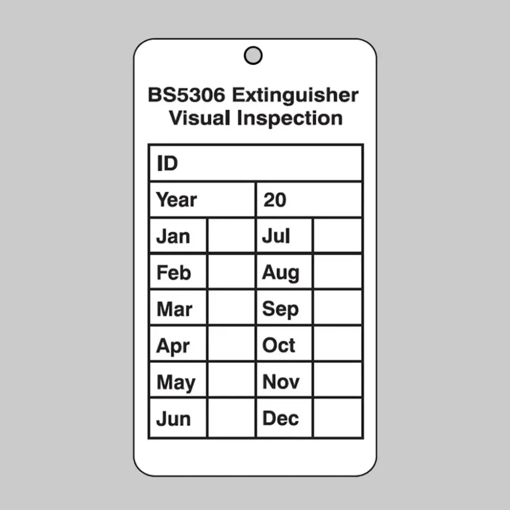 Fire Extinguisher visual inspection tag 50x80mm (pack of 10)