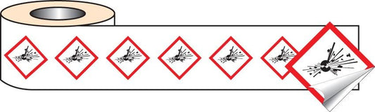 58143 250 S/A labels 50x50mm GHS Label - Explosive  (50x50mm) Safety Sign