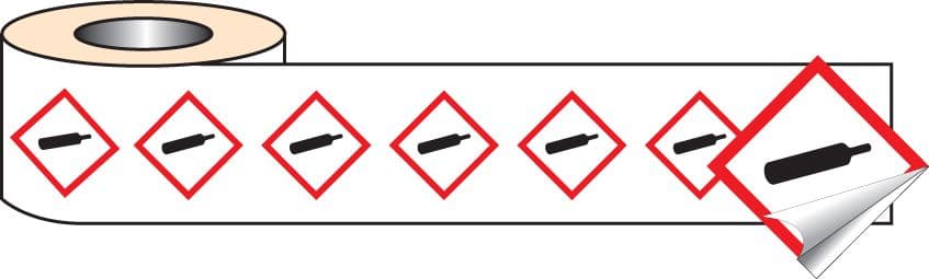 58146 250 S/A labels 50x50mm GHS Label - Compressed Gas  (50x50mm) Safety Sign