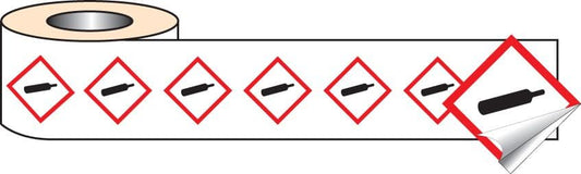58146 250 S/A labels 50x50mm GHS Label - Compressed Gas  (50x50mm) Safety Sign