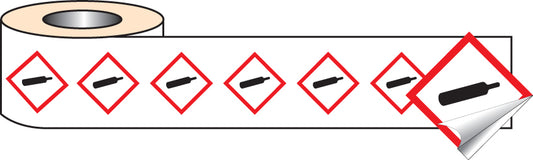 Compressed Gas GHS self adhesive labels 50x50mm - 250 per roll