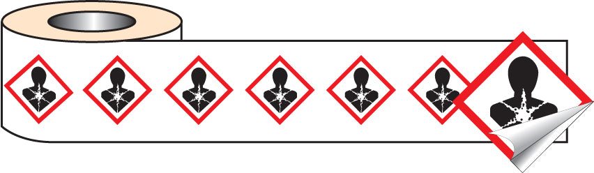 Health Hazard GHS self adhesive labels 100x100mm - 250 per roll
