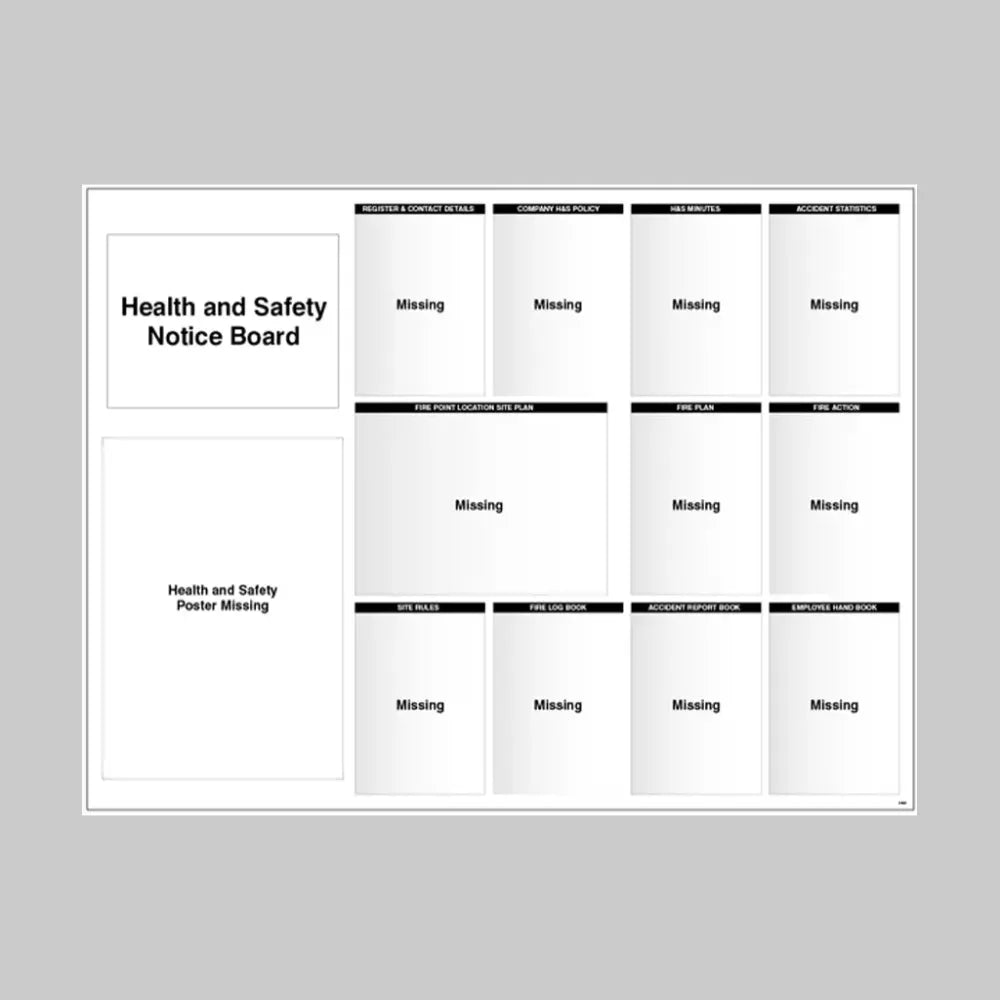 Site Notice Board with doc wallets (Health & Safety) 1430x1075 5mm pvc