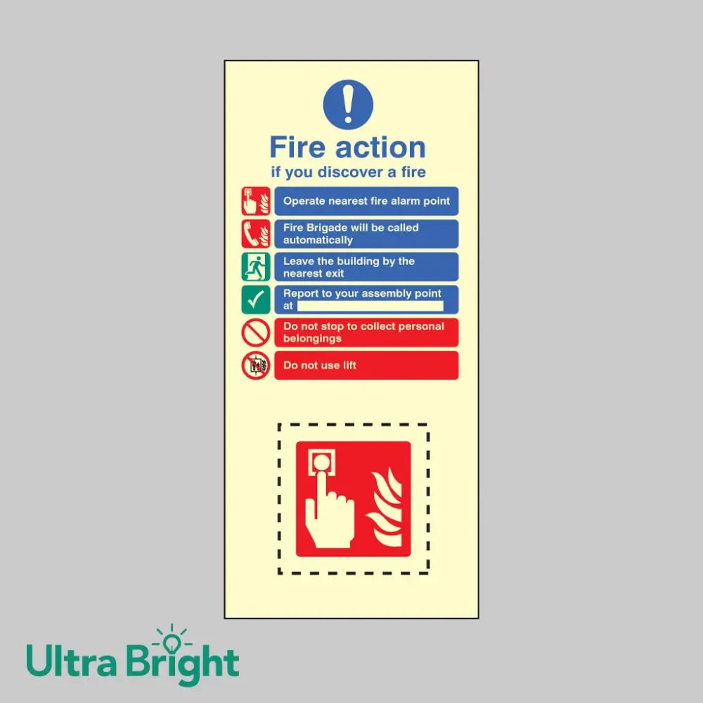 Call point EasiKIT fire action set photoluminescent self adhesive vinyl 150x300mm