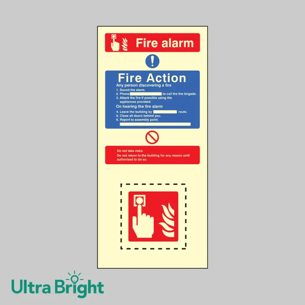 Call point EasiKIT fire action set photoluminescent self adhesive vinyl 150x300mm