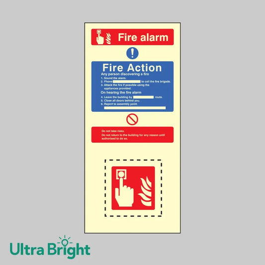 Call point EasiKIT fire action set photoluminescent self adhesive vinyl 150x300mm