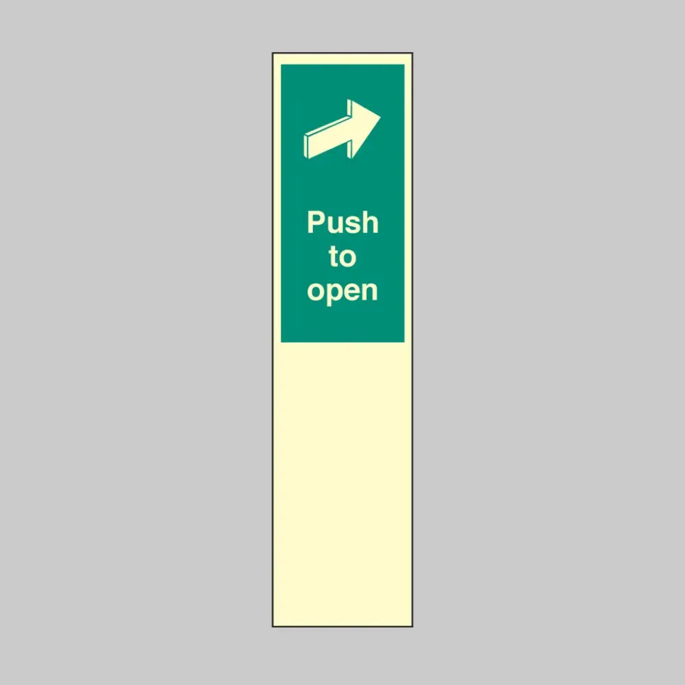 Push to open 75x300mm door plate photoluminescent rigid plastic
