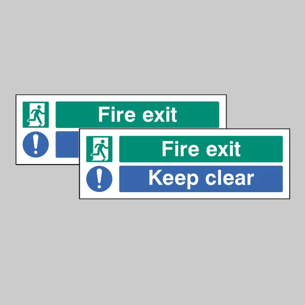 58255 Fire exit Keep Clear Double sided self adhesive window sticker 300x100mm Miscellaneous