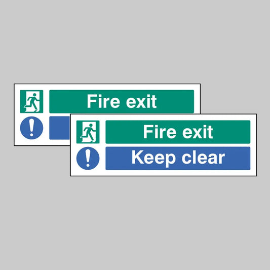 58255 Fire exit Keep Clear Double sided self adhesive window sticker 300x100mm Miscellaneous