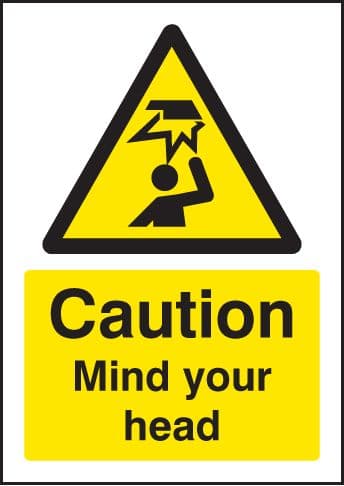 58312 Caution mind your head - A5 rp  (148x210mm) Safety Sign