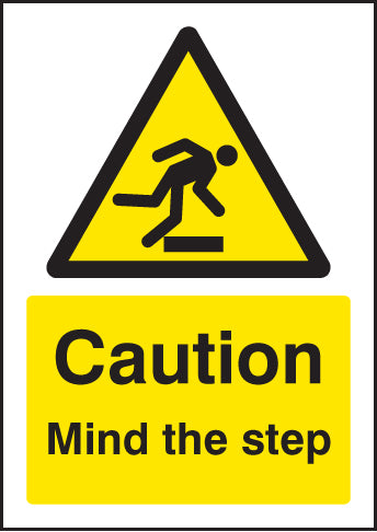 Caution mind the step A5 self adhesive vinyl