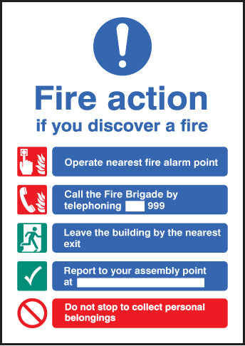 Fire action A5 rigid plastic