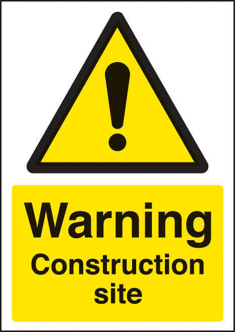 Warning construction site A4 self adhesive vinyl