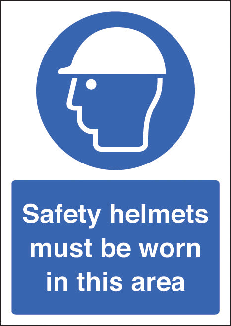 Safety helmets must be worn in this area A4 self adhesive vinyl