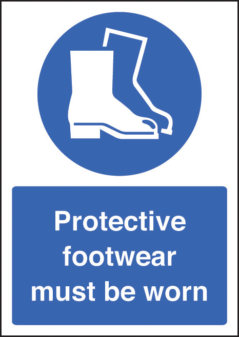 Protective footwear must be worn A4 self adhesive vinyl